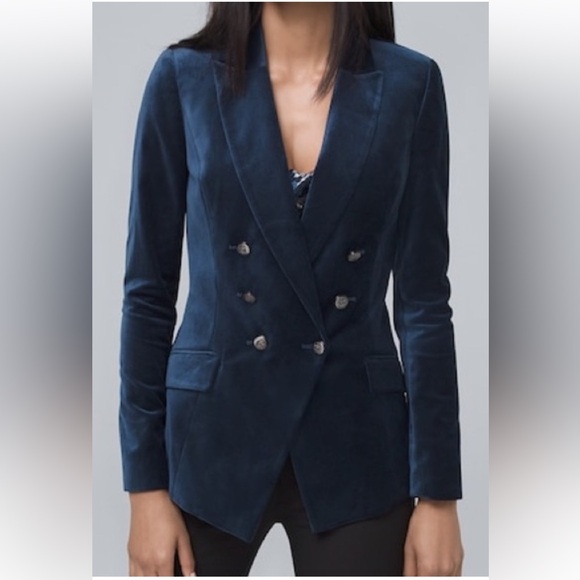 White House Black Market Navy Velvet Blazer - Picture 13 of 13